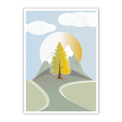 Cartolina "in mezzo: un albero" in cartoncino di pasta di legno