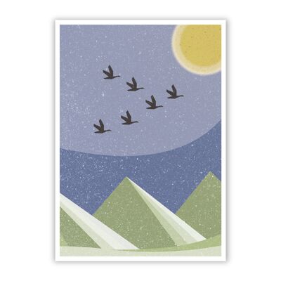 Carte postale "vue montagne" carton pulpe de bois