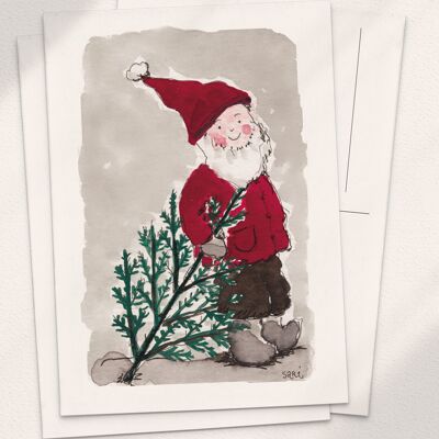 Elfe de Noël avec un arbre - A6 plié