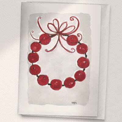 Wreath of Red Apples - A6 Folded