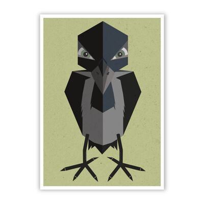 Postkarte "crow" Holzschliffpappe
