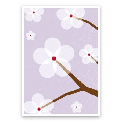 Tarjeta postal "flor de cerezo" cartón pasta de madera