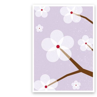 Carte postale "fleur de cerisier" carton pulpe de bois