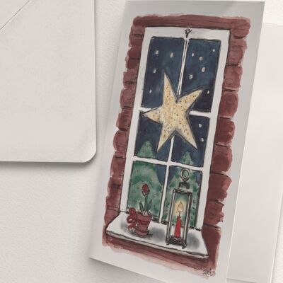 Fenêtre de Noël et une étoile - A6 plié