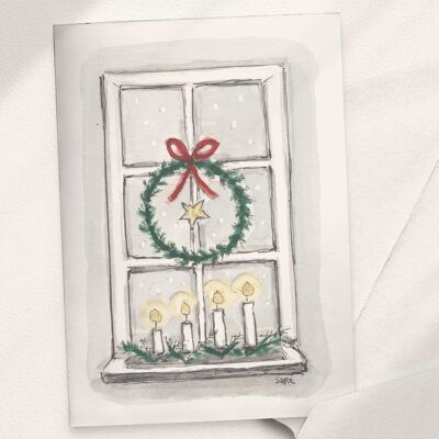 Candele per finestre, ghirlande e avvento di Natale - A6 piegato