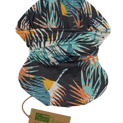 Bandana en polyester recyclé à motif palmiers multicolores