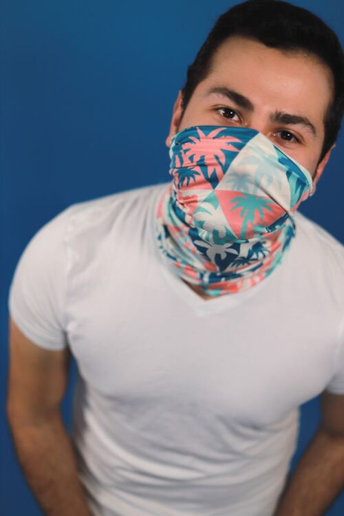 Bandana aus recyceltem Polyester mit Palmenmuster mehrfarbig