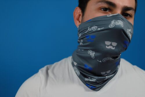 Bandana aus recyceltem Polyester mit Motorradmuster grau