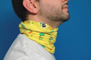 Bandana en polyester recyclé à motif cycliste en jaune 1