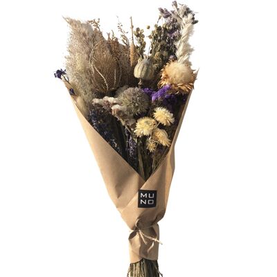 Bouquet of dried flowers in blue tone