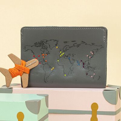 Stitch Passport Cover
 Grey