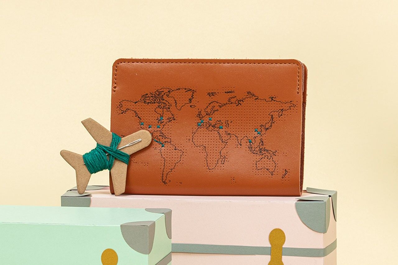 Stitch Passport Cover
 Brown