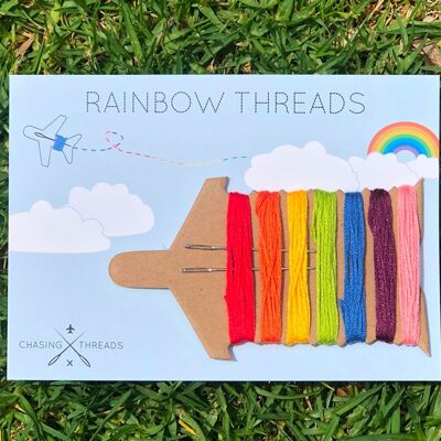 Rainbow threads - embroidery thread pack of 7 colours