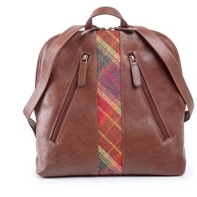 Henri Backpack Handbag__Glen Red Tweed With Tan Leather