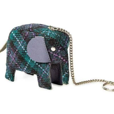 Elephant Coin/key Purse__Pink Tweed Brown Leather