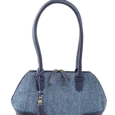 Diana Handbag__Herringbone with Navy Leather