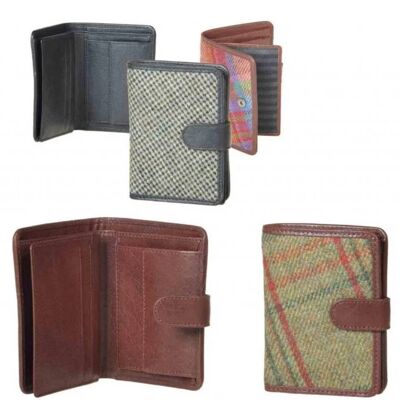 Portrait Tab Mini Wallet__Prince of Wales Tweed/Black Leather