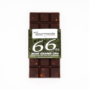 Tablette chocolat 66% Noisettes du Lot-et-Garonne 1