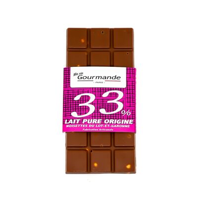 Tablette de chocolat au lait 33% Noisettes du Lot-et-Garonne