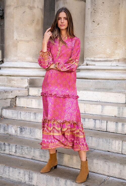 Robe chemise longue à imprimé à fleurs