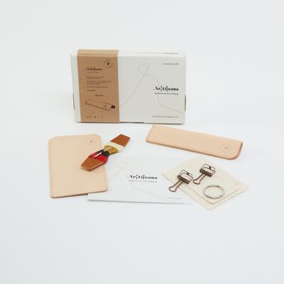 Pen case- Premium Leather DIY Kit, Personally Crafted-Experience in a Box, Unique Gift - Natural