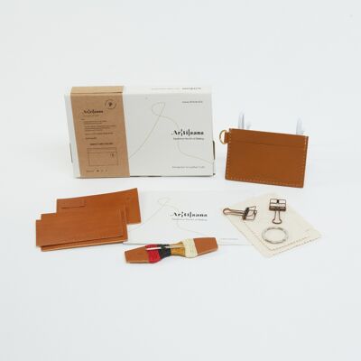 Simple Cardholder-Leather DIY Kit, Personally Crafted-Experience in a Box, Unique Gift - Tan