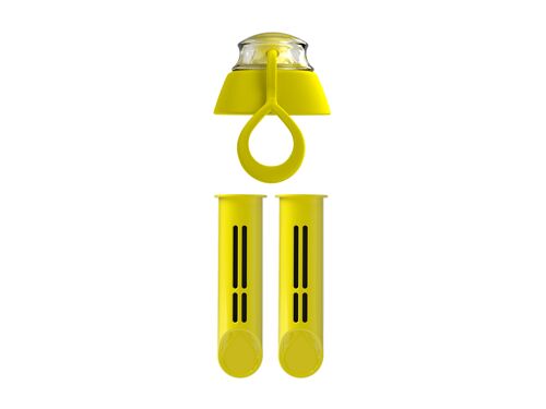 PearlCo Ersatz-Filter für Trinkflasche Pack 2 + Gratis Deckel Gelb