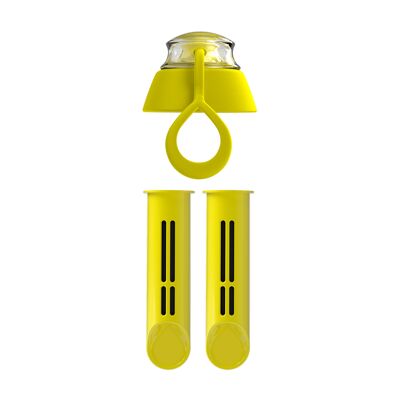PearlCo Ersatz-Filter für Trinkflasche Pack 2 + Gratis Deckel Gelb