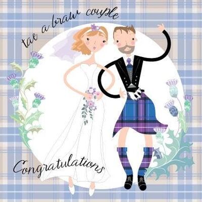 H140 Wedding Couple Tartan Border