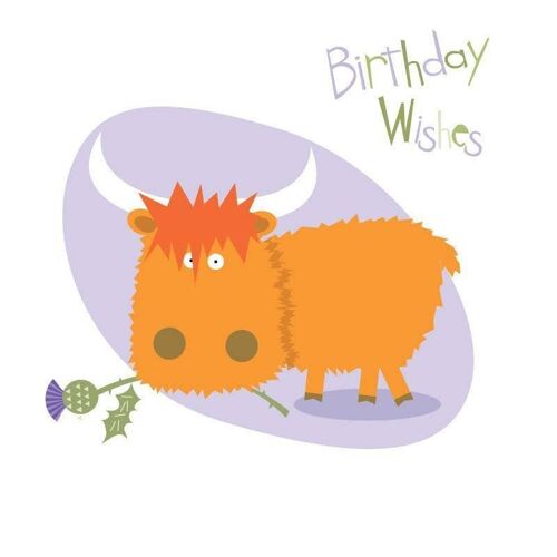 H15 Birthday Wishes Highland Cow