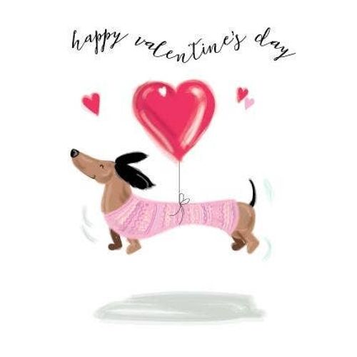 VAL07 Sausage Dog Happy Valentines Day