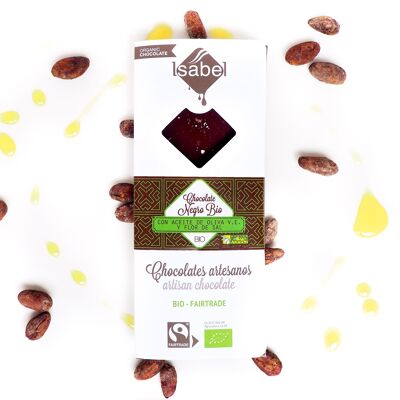 Tablette de chocolat noir à l'huile d'olive extra vierge et fleur de sel