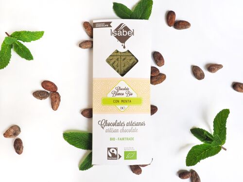 Tableta Chocolate Blanco con Menta