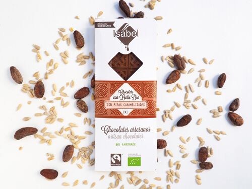 Tableta Chocolate con Leche con Pipas Caramelizadas