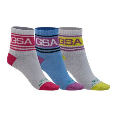 GSA SUPERCOTTON Quarter Semi Cushion Socks / 3 Pack / Multicolor 2