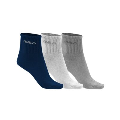 GSA ORGANICPLUS+ 500 Quarter Socks / 3 Pack / White-Grey-Blue