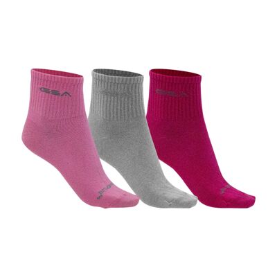 GSA ORGANICPLUS+ 500 Quarter Socks / 3 Pack / Pink-Grey-Fuchsia