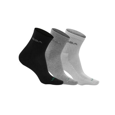 GSA ORGANICPLUS+ 360 Quarter Socks / 3 Pack / Black-White-Grey