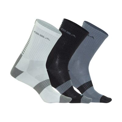 GSA HYDRO+ 695+ Performance Crew Socks / 3 Pack / Black-White-Grey