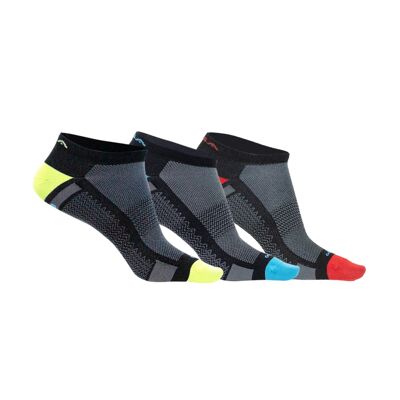 GSA HYDRO+ 620 Performance Low Cut Socks / 3 Pack / Yellow-Blue-Red