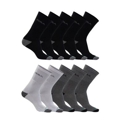 GSA Crew Extra Cushioned Socks / 10 Pack / Black-White-Grey