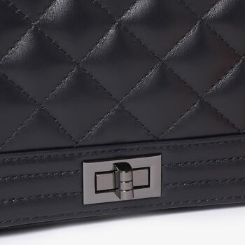 Marlow - Black Quilted Handbag Italian Leather Handmade 4