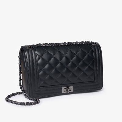 Marlow - Black Quilted Handbag Italian Leather Handmade