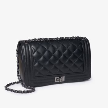 Marlow - Black Quilted Handbag Italian Leather Handmade 1