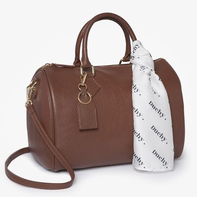 Hastings -Brown Bowling bag Italian Leather Handbag