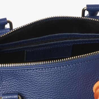 Herstmere Navy Bowling bag Italian Leather Handbag 4