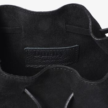 Broxbourne -Black Suede Bucket Bag Italian Leather Handmade Handbag 3