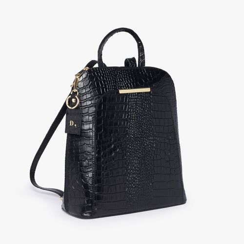 Beccles -Croc Black Backpack Italian Leather