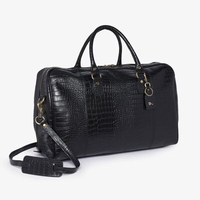 Florence Black Croc Holdall/Weekend Bag Italian Leather