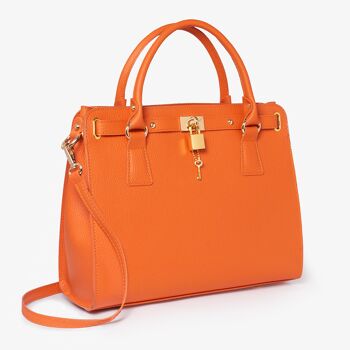 Hale Orange Tote bag Italian Leather Handbag 3